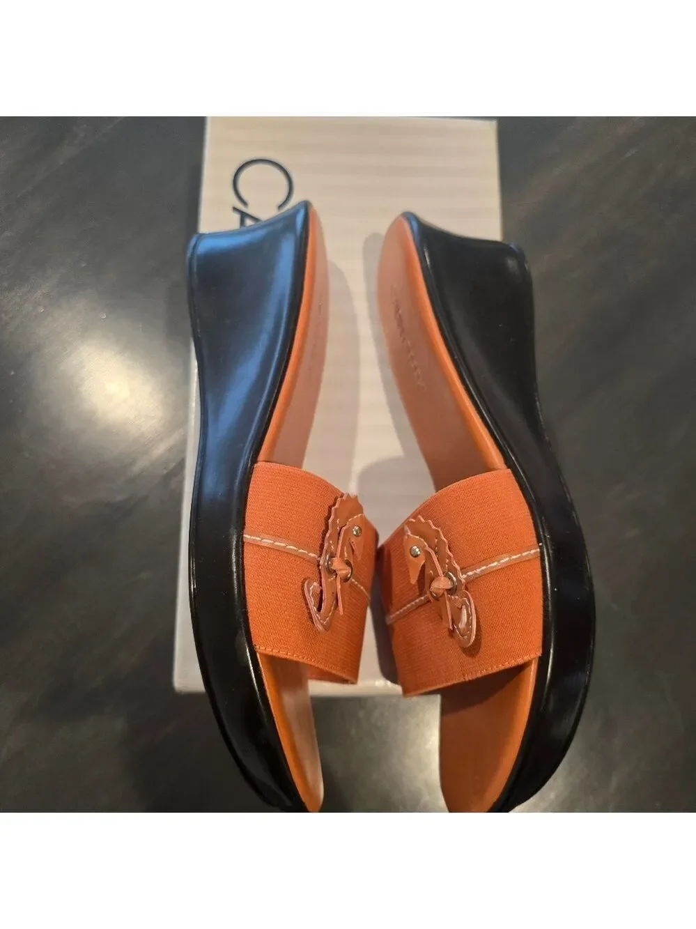 Cabin Creek Paloma Orange Wedge Slides Size 8.5